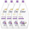 Four-Pack Dove Body Wash with Coconut Milk and Jasmine Petals Label, 450ml Flip-Cap Bottles