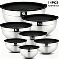 Stainless Steel Mixing Bowls with Airtight Lids Set of 14 Seven Nesting Bowls 0.7 to 4.5QT for Home Cooking, Dining and Outdoor Meals