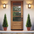 Artificial Cedar Topiary Tree with 3, 4 or 5 ft Height Options, Black Pot and Single or Two-Tree Sets