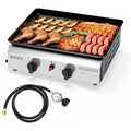 Flat Top Griddle Propane Tabletop 2 or 4 Burner, 20000 BTU Portable Gas Grill with Nonstick Enamel Tray