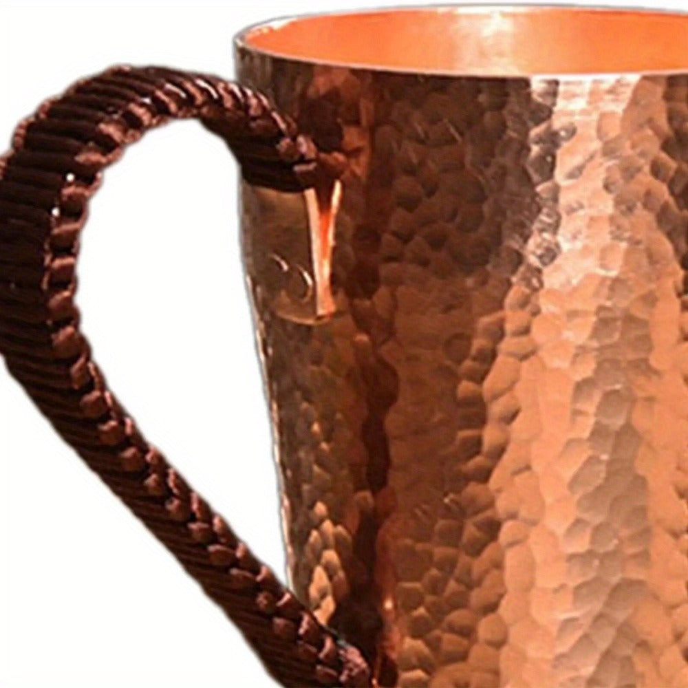 Handcrafted Copper Mug with Hammer Pattern – Pure Copper Coffee Mug, Tea Cup & Water Vessel – Artisan Copper Drinking Cup for Moscow Mule