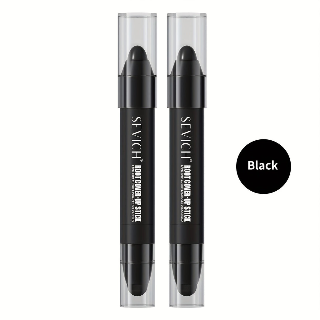 Instant Gray Root Coverage Stick for Men 2-Pack Sevich Beard & Hairline Color Pen, Sweat-Proof Precise Application Black & Dark Brown