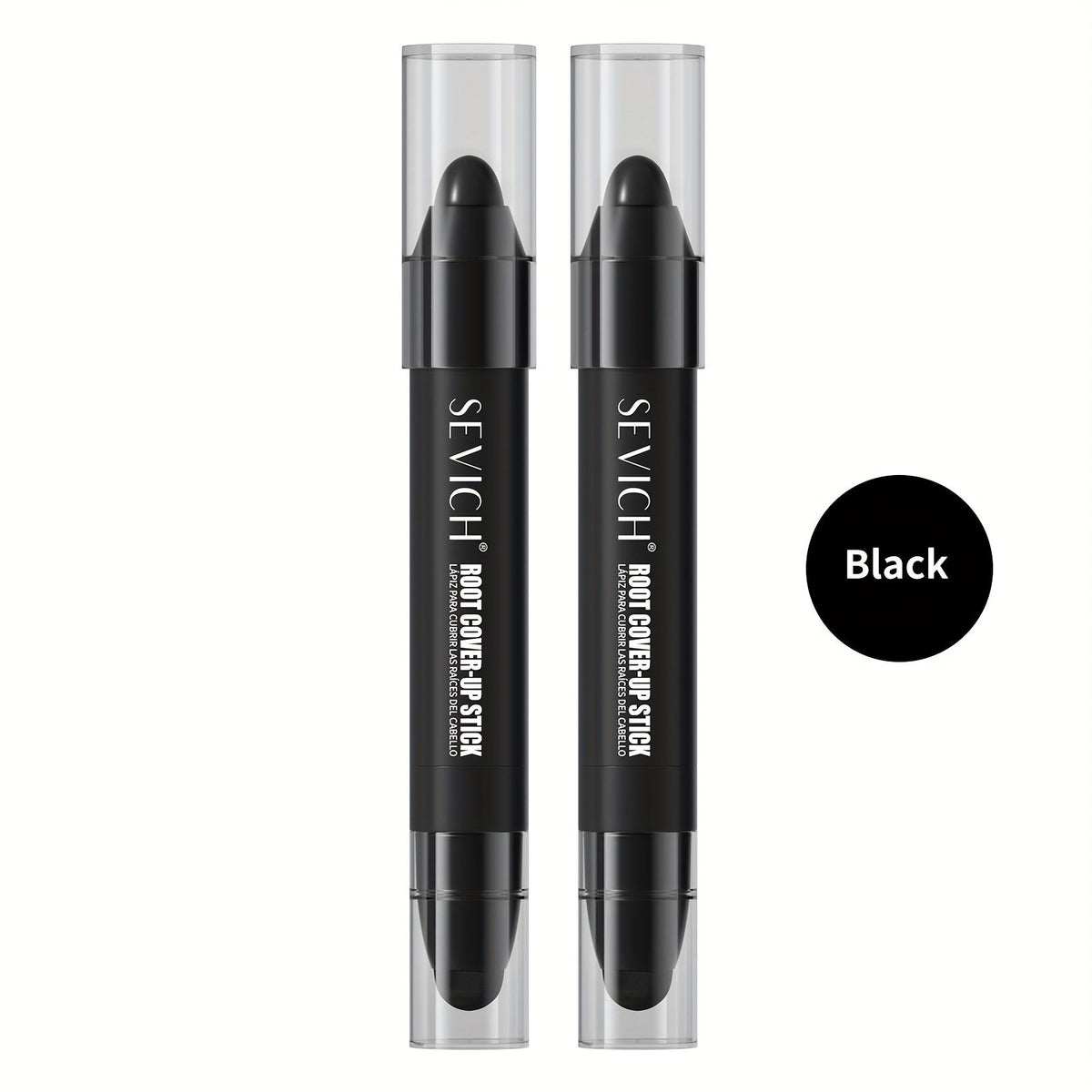 Instant Gray Root Coverage Stick for Men 2-Pack Sevich Beard & Hairline Color Pen, Sweat-Proof Precise Application Black & Dark Brown