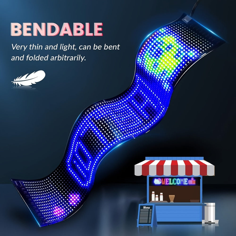 LED Scrolling Display Board with Bluetooth App Control, USB Powered Programmable RGB Matrix Panel for Text