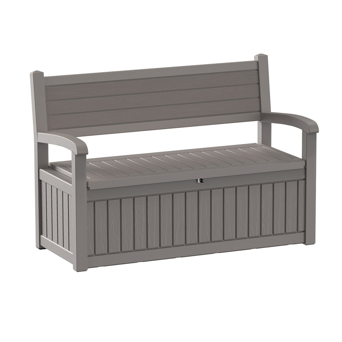 80-Gallon Outdoor Deck Storage Bench with Backrest, Armrests and Hidden Under-Seat Compartment in Two Colors