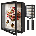 Shadow Box Frame 11x14 Large Memory Display Case with Linen Back – 4 Removable Shelves for Medals, Coins, Rings, Pins