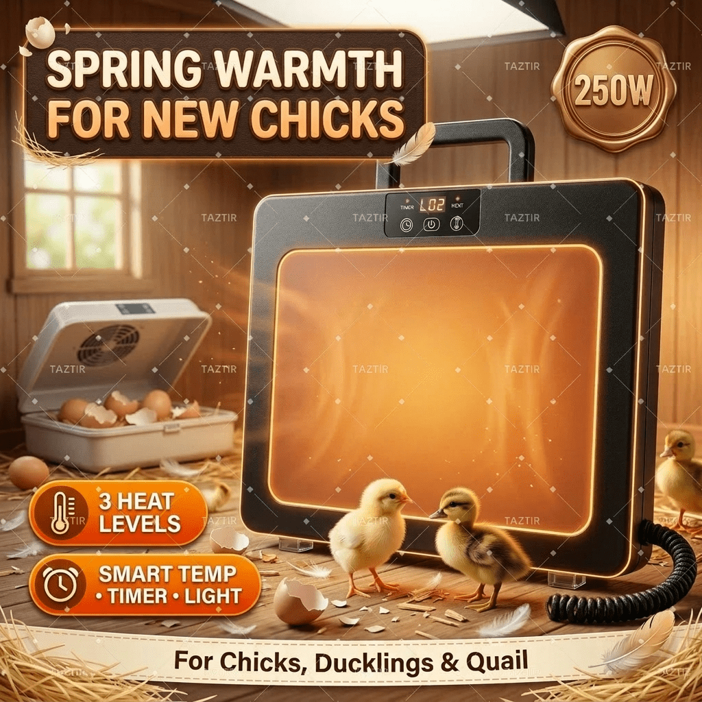 Brooder Heater, Chick Duck Quail 3 Heat Levels Timer Digital Display for Garden, Patio and Yard Use
