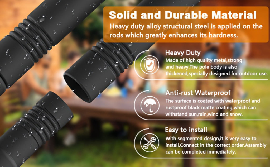 Outdoor String Light Poles 4 Pack – 11.1FT Heavy Duty Metal Forked Light Stand for Patio Backyard Garden Deck