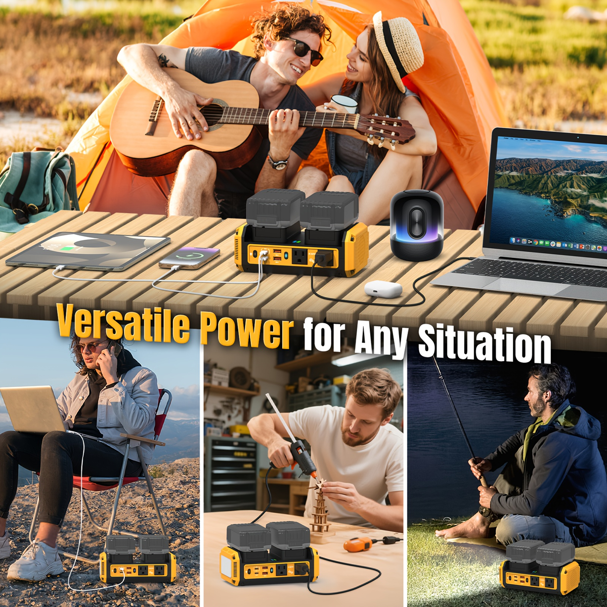 HASEED 350W Pure Sine Wave Power Inverter For DeWalt 20V Battery, 120V AC, 140W PD Fast Charging