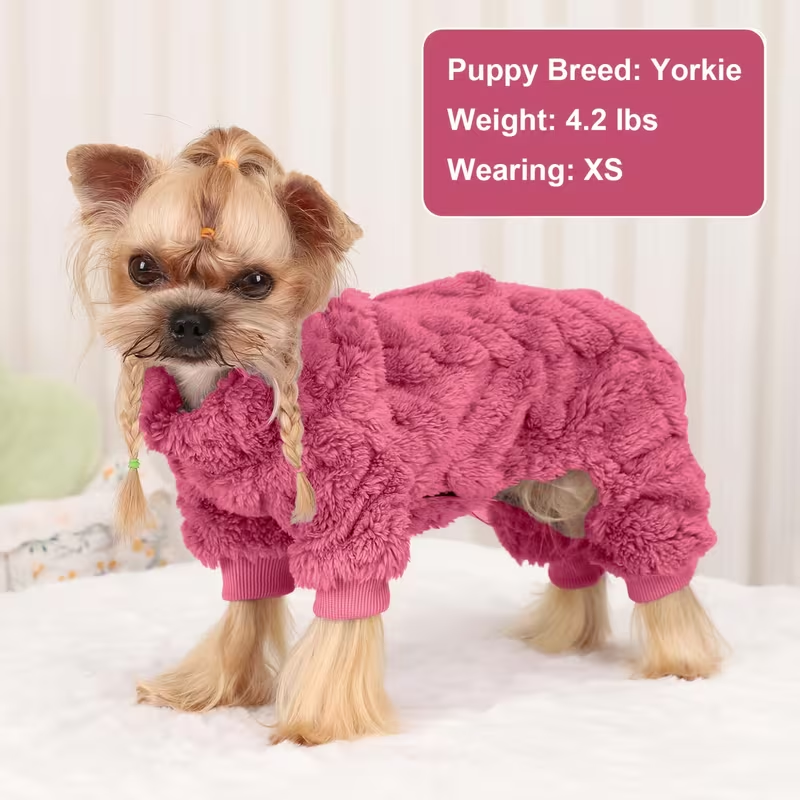 Fleece Dog Sweater Turtleneck Jumpsuit for Small Dogs & Cats 1-15 lbs – Soft Warm Winter Puppy Pajamas Onesie