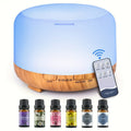 Ultrasonic Essential Oil Diffuser with Remote Control, Seven-Color Light and 300 ml or 500 ml Capacity