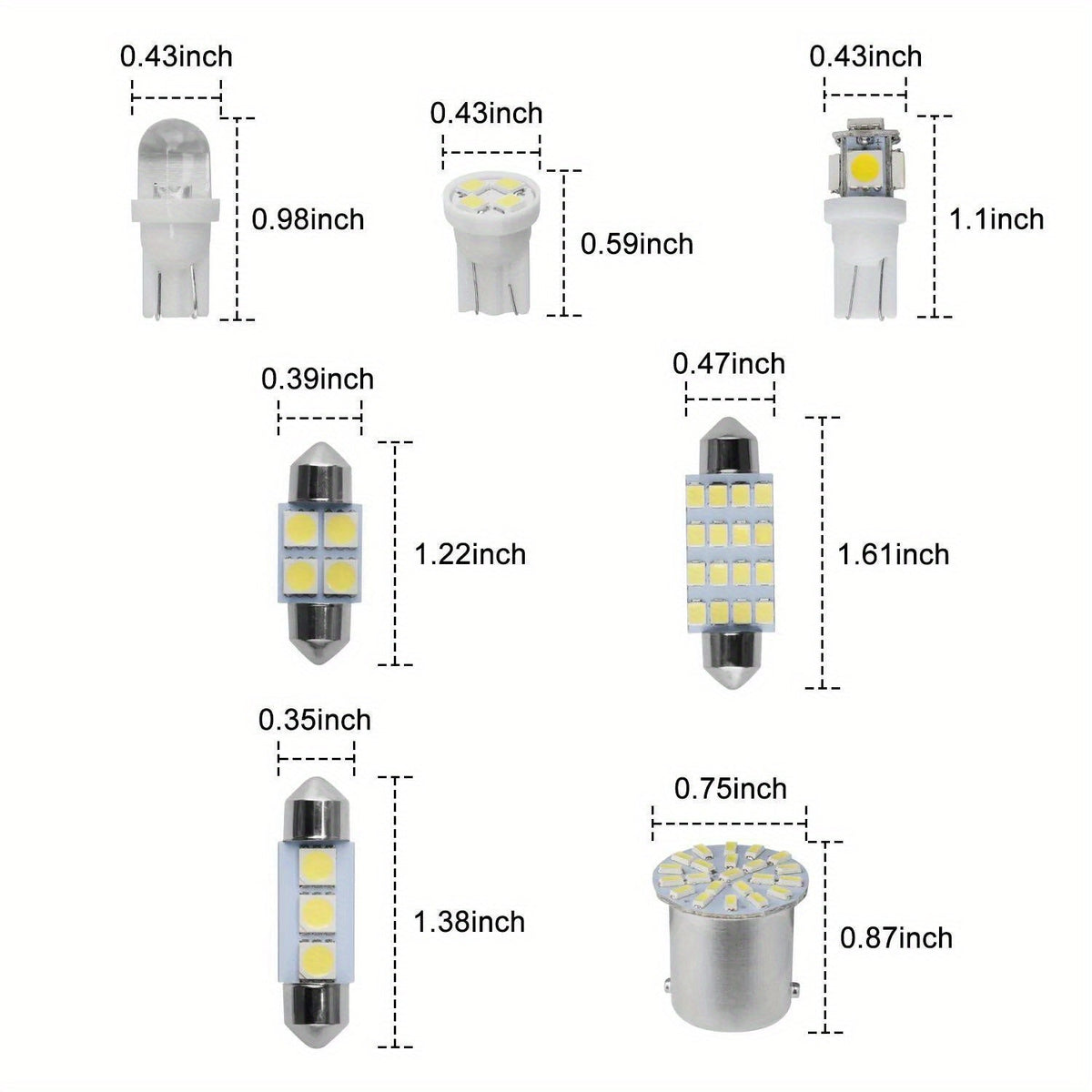 Car LED Interior Light Bulb Kit 56PCS 12V T10 Universal Fit | Map Dome Reading License Plate Luggage Compartment LED Replacement Bulbs