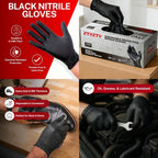 ZTVZTV Black Nitrile Disposable Gloves in 200-Piece Packs with Four Size Options from S to XL