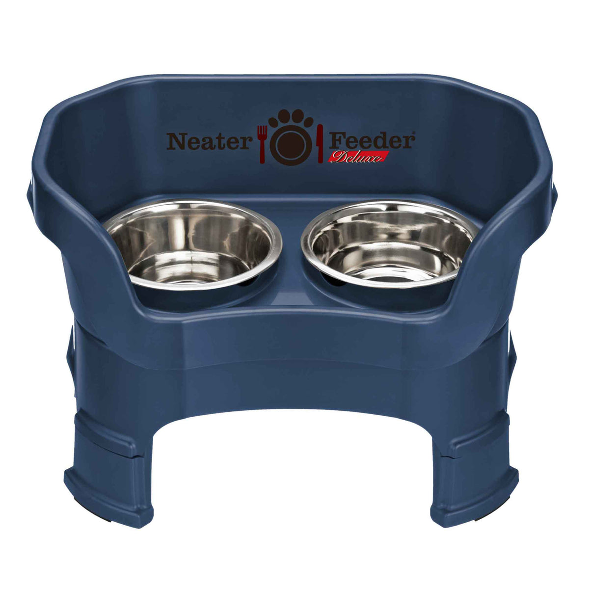 Elevated Dog Feeder, Dark Blue / Medium