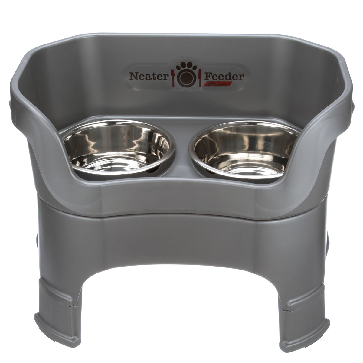 Elevated Dog Feeder, Gunmetal / Large
