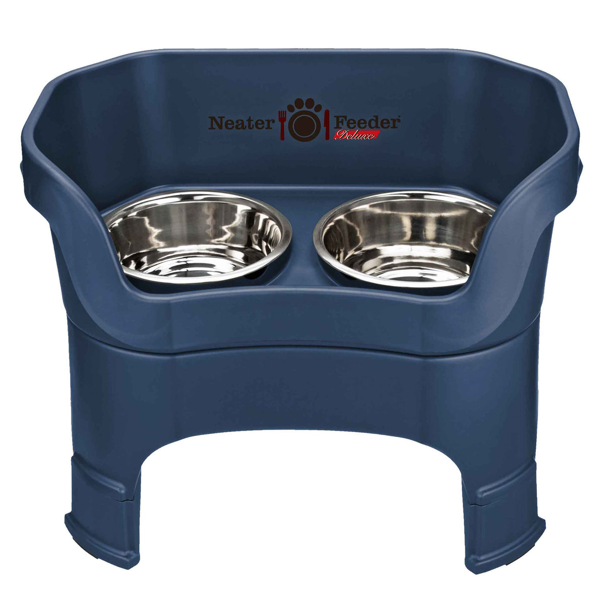Elevated Dog Feeder, Dark Blue / Large