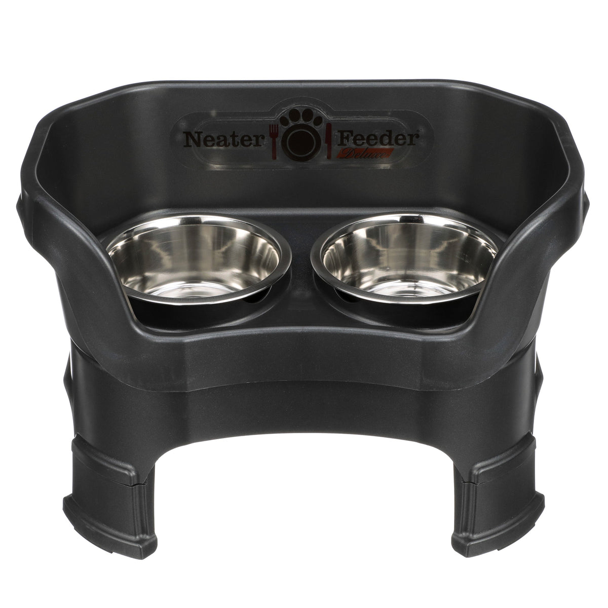 Elevated Dog Feeder, Midnight Black / Medium