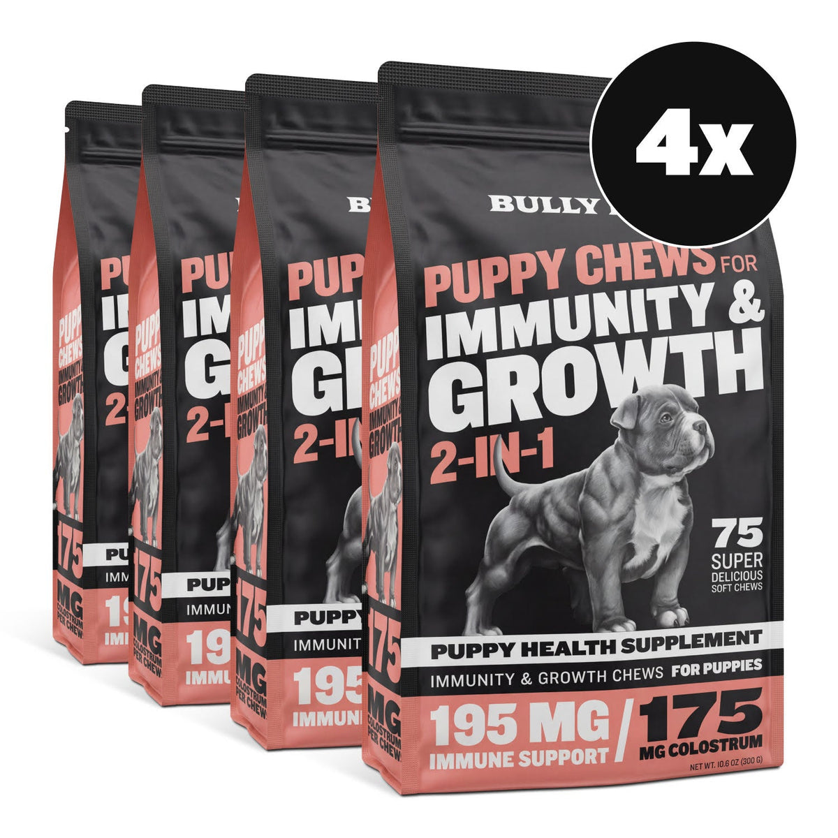 Puppy Immune and Growth Support Chews, 4 bags