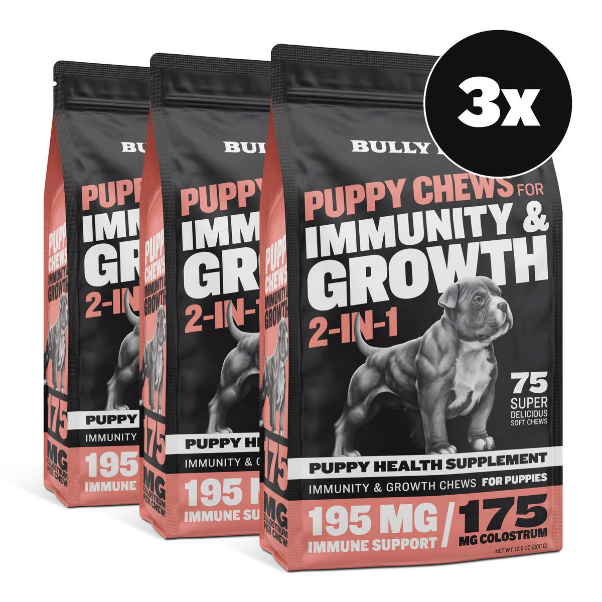 Puppy Immune and Growth Support Chews, 3 bags