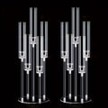 Candle Holder Set of 2 Clear Acrylic Five-Arm Candelabras with Cylindrical Shades for Flameless LED Candles