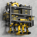 Wall Tool Storage Rack Metal Organizer - 4 Layer Cordless Drill Holder Clamp Bracket for Entryways, Bedrooms and Living Spaces