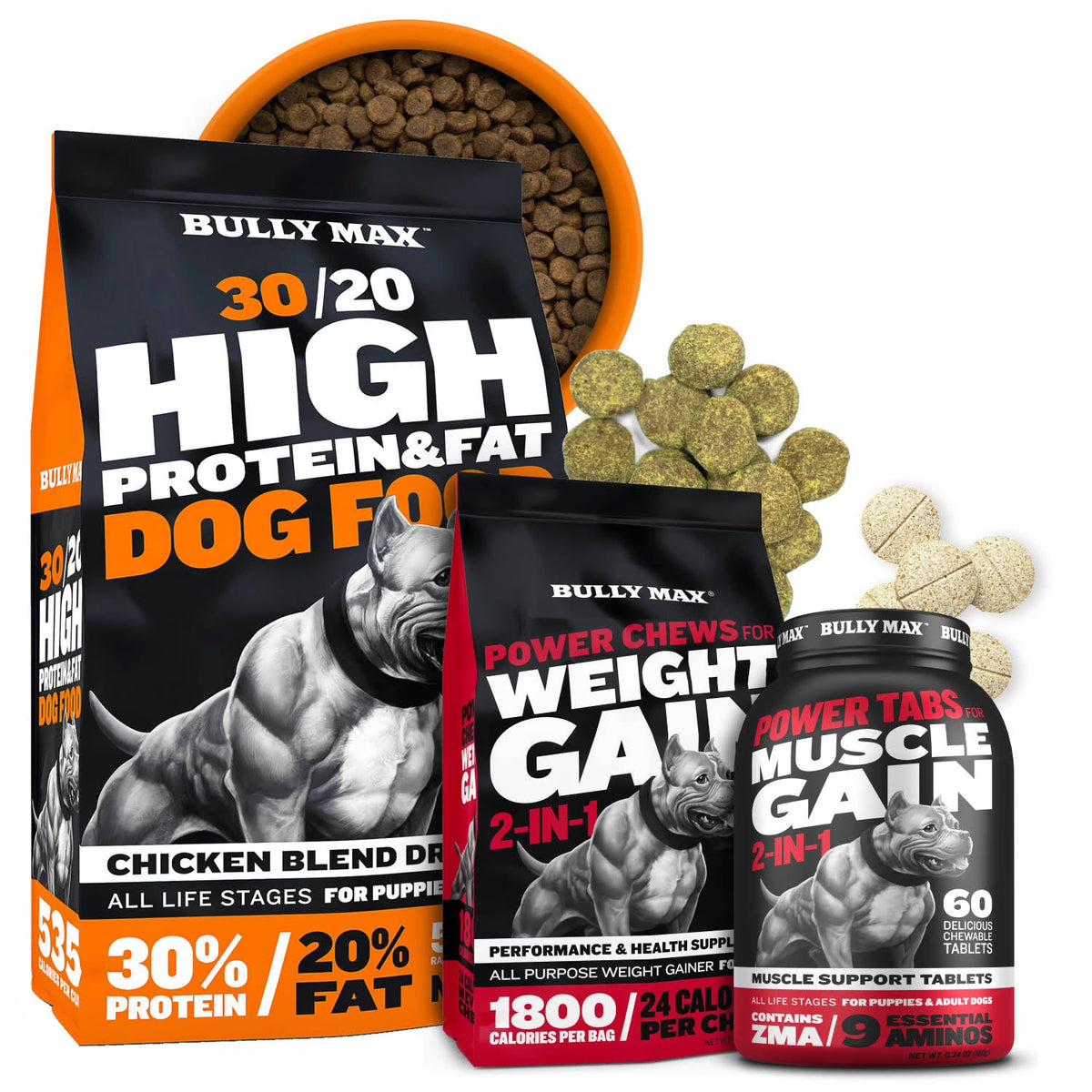 Dog Food and Supplement Bundle, Muscle & Weight Pack