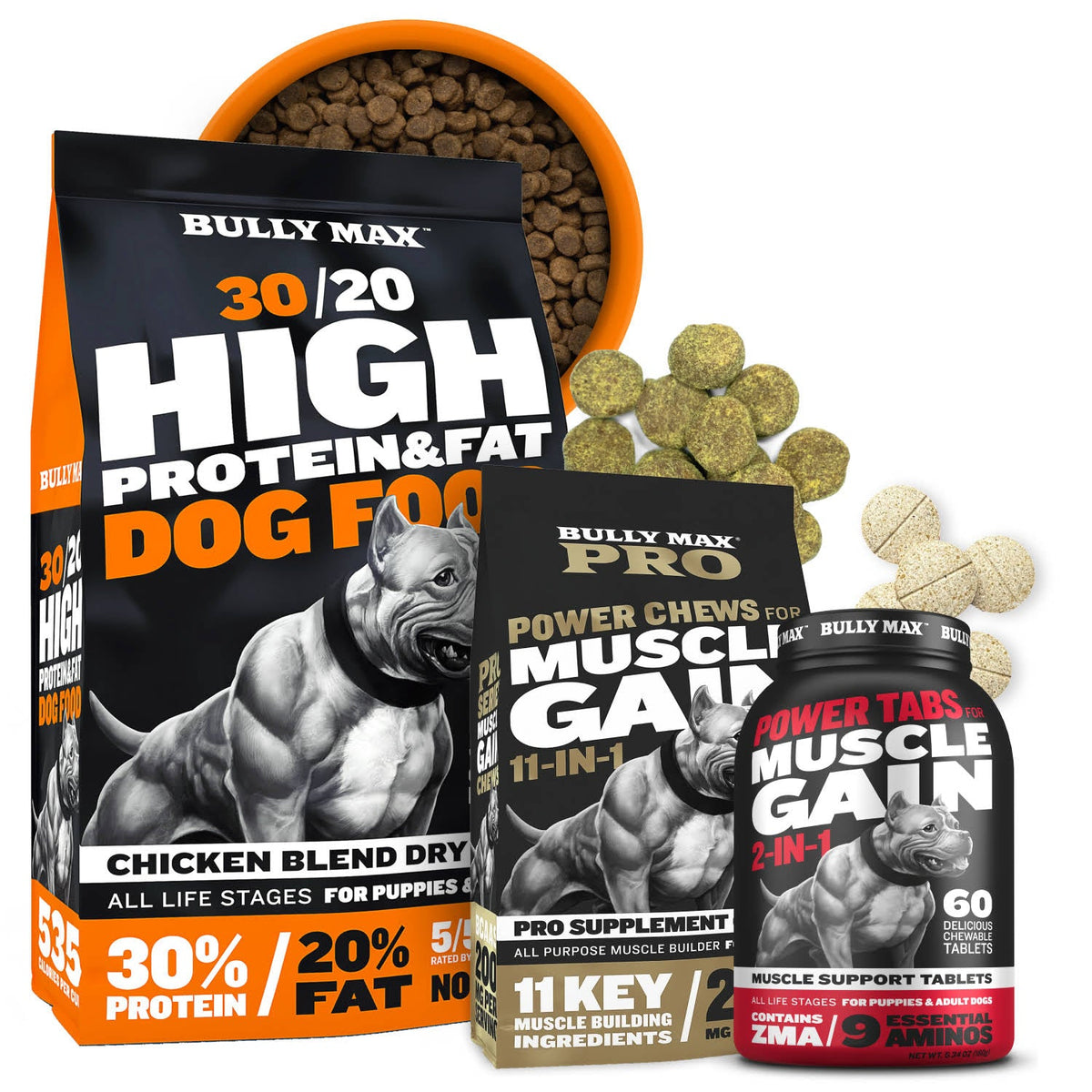 Dog Food and Supplement Bundle, Ultimate Muscle Pack