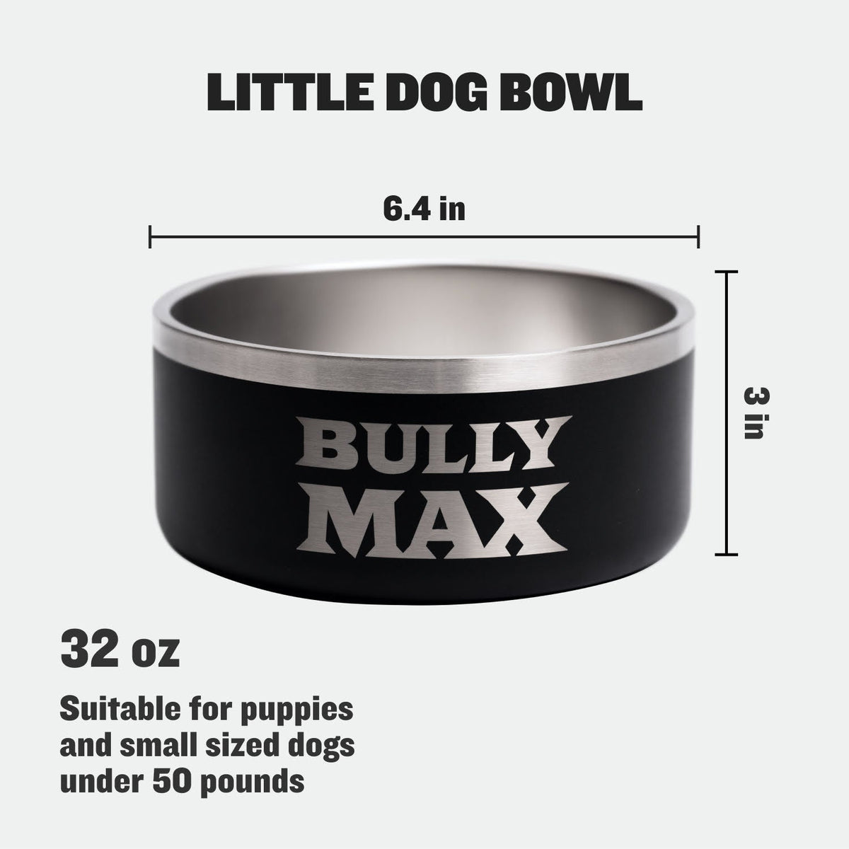 Heavy Duty Stainless Steel Dog Bowl, LITTLE DOG BOWL (32oz)
