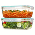 Food Storage Containers Two-Pack 63 oz Borosilicate Glass Set with Hinged Lids in Green or Gray