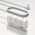 Power Strip Flat Plug with 6 AC Outlets, 2 USB-A, 2 USB-C and 3-Inch, 5-Foot or 10-Foot Cord Options