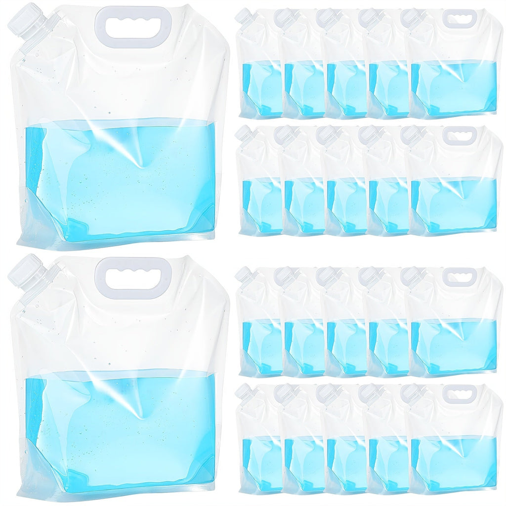 Collapsible Water Bags 20 Pack – 1.3 Gallon Each (26 Gallons Total) Food-Grade Clear Foldable Plastic Water Storage Containers