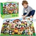 Large Floor Puzzle for Kids Ages 3+, Chunky Jigsaw Mermaid & Farm Animals, Preschool Educational Toy for Boys & Girls 3 4 5 6 Years Old