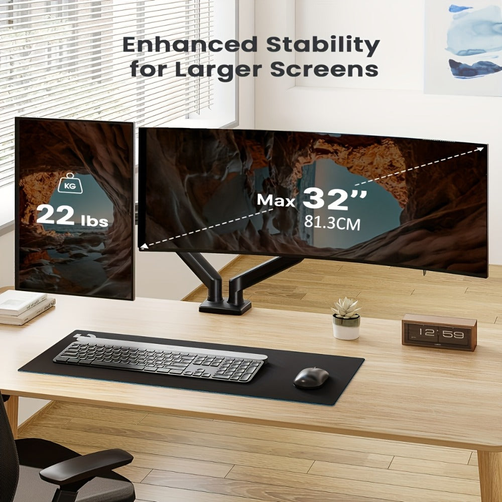 Aluminum Alloy Gas Spring Monitor Arm, Full Motion Swivel Tilt Rotate, Desk Mount for 13-32 Inch Screens
