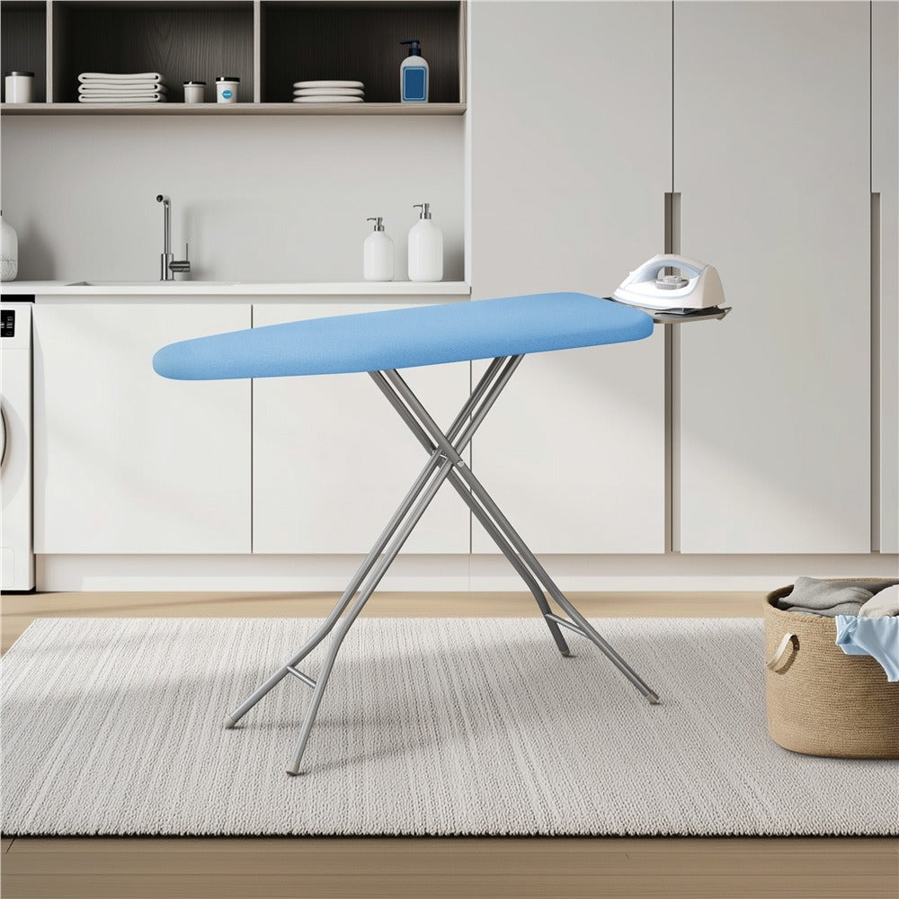 Full-Size 52-by-14-Inch Folding Ironing Board with Four-Leg Stand and Iron Rest in Four Colors