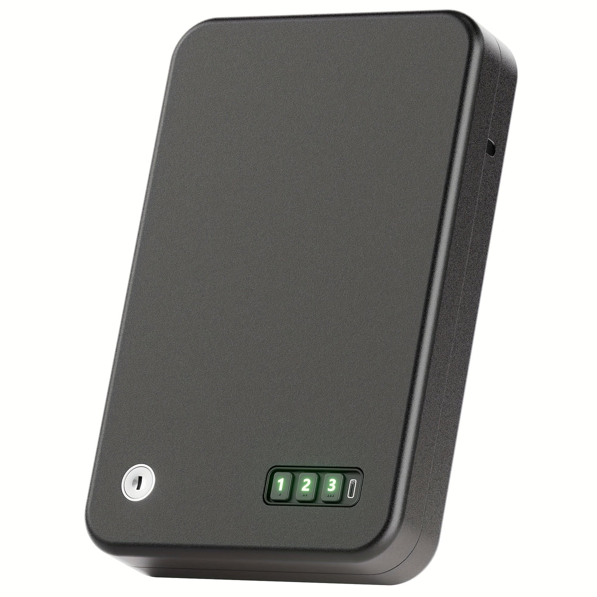 Portable Pistol Safe with Three-Digit Electronic Keypad, Backup Keys, USB-C Cable and 3.28 ft Security Cable