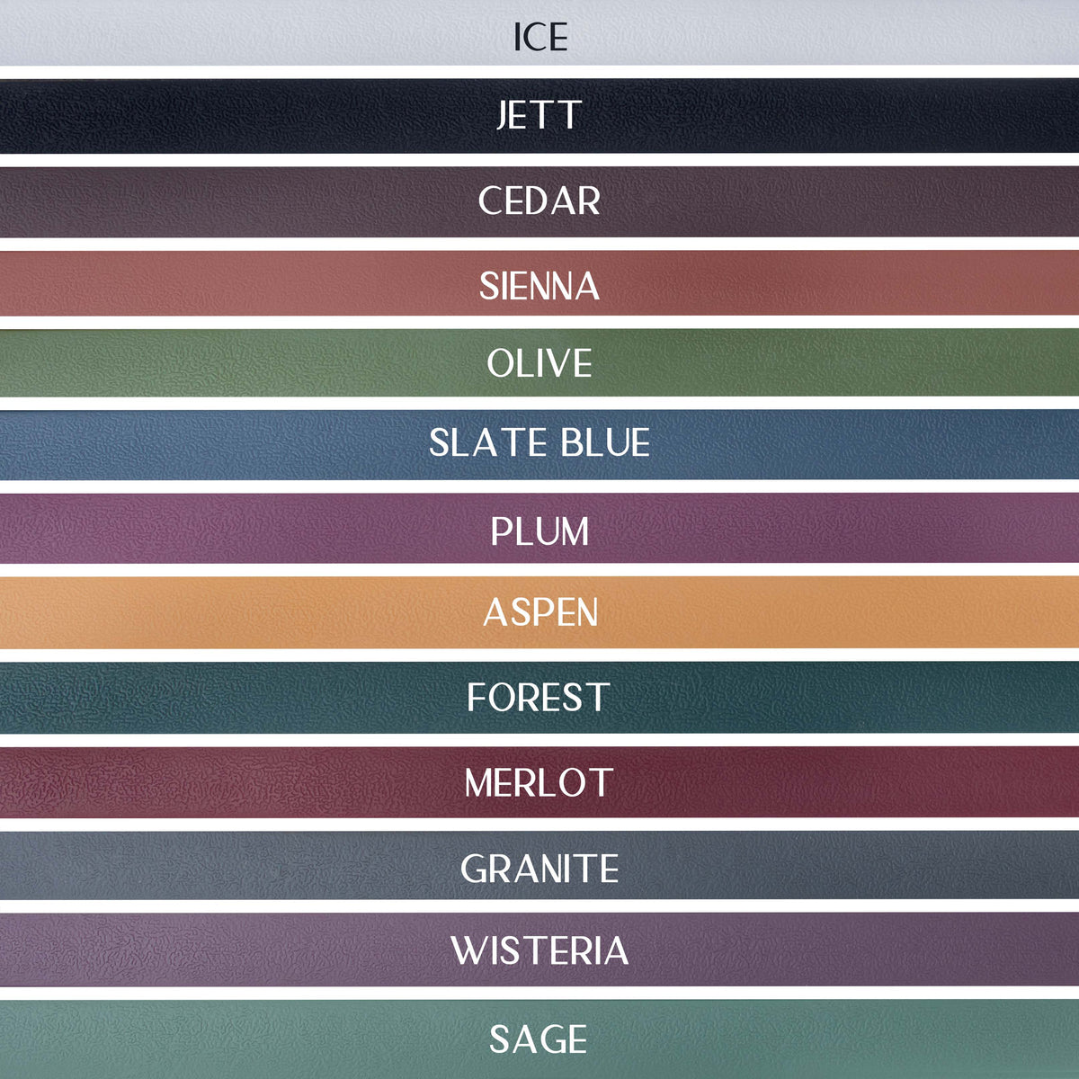 Color chart for the Everest E Collar Strap by Hoot & Co showing various color options and swatches.