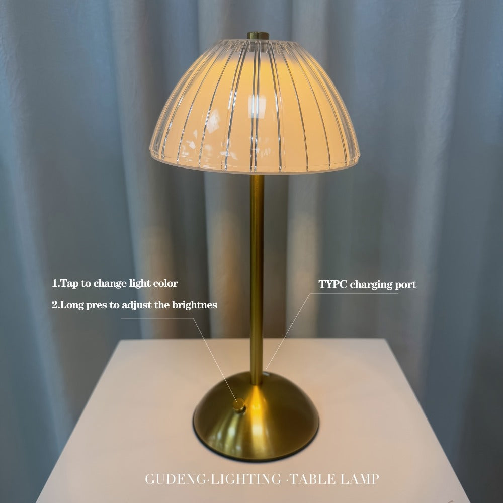 Crystal Atmosphere Lamp Portable, 3-Color Adjustable Touch LED Table Light with Retro Golden Design for Home