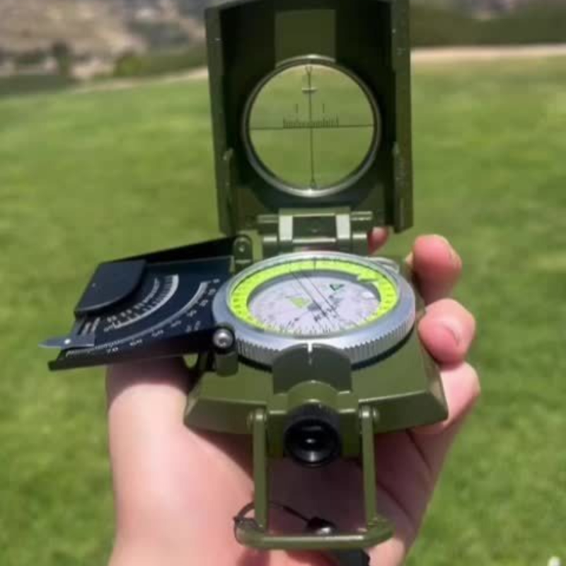 Survival Compass with Inclinometer & Carrying Bag – Sighting Compass for Camping, Hiking, Hunting, Geology & Navigation Activities (Green