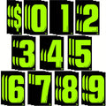 Windshield Pricing Number Decals 33pcs 7.5" Chartreuse Vinyl – Car Dealership Lot Pricing Stickers 0-9 for Auto Vehicle Window