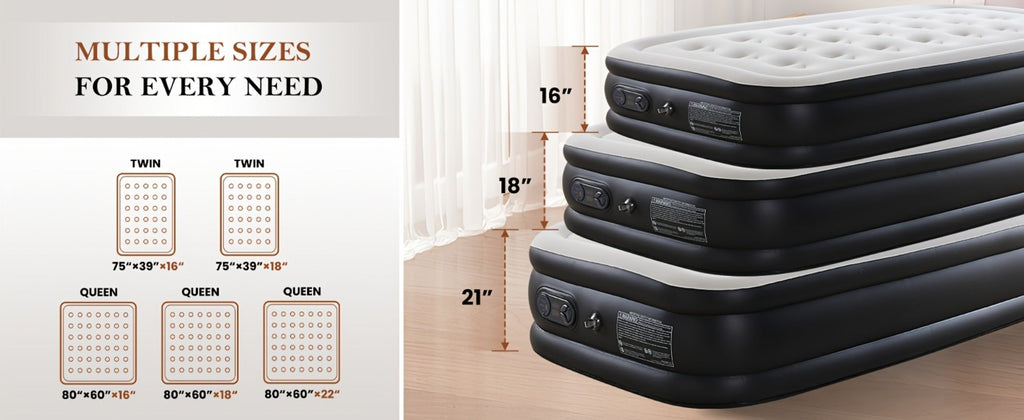 Air Mattress with Coil Beam Support, Plush Velvety Top Bottom - Guest Bed Inflatable Mattress for Camping & Home