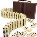 Double Six Dominoes Set 28pcs White – Extra Large Classic Domino Game with Gold Spinner & Premium Storage Box