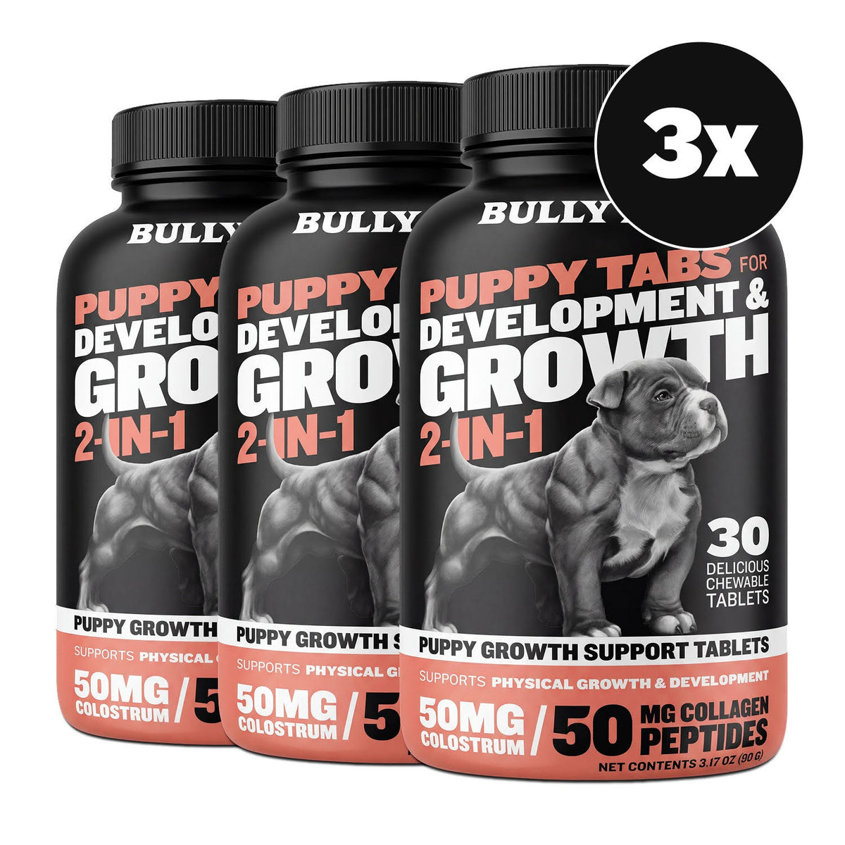 Puppy Growth and Development Multivitamin Tablets, 3 bottles (90 tabs)