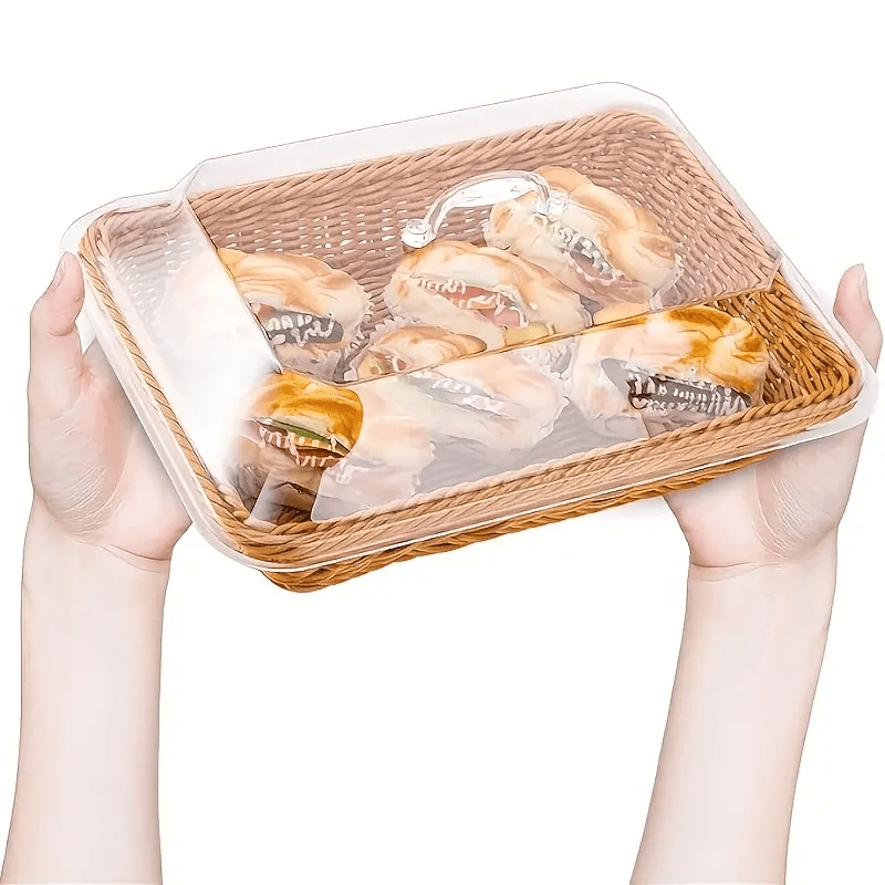 Woven Bread Basket in Square or Round Shape for Serving Bread, Fruit, Desserts and Snacks at Home or on the Dining Table
