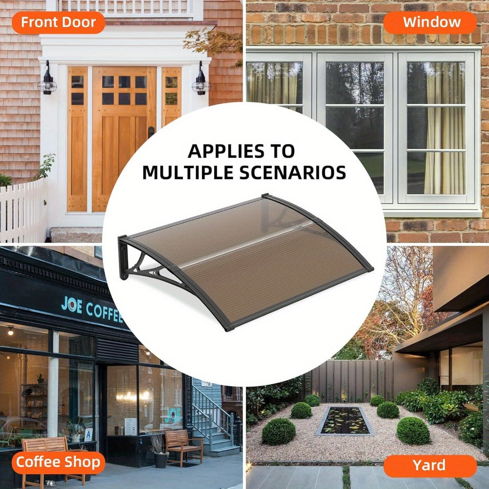 Window Awning Door Canopy Polycarbonate Overhang, UPF 50+ UV & Rain Protection, Leak-Proof Hollow Sheet