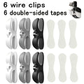 Double-Channel Cable Organizer Clips with Six Black, White and Gray Holders and Six Adhesive Pads
