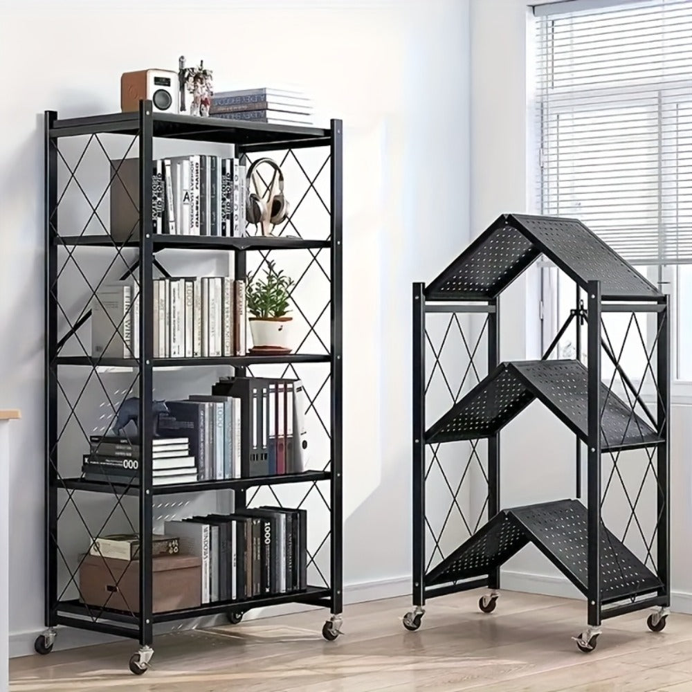 Rolling Storage Rack with Wheels, 3, 4 or 5 Tier Portable Movable Shelving Unit, No Assembly Required