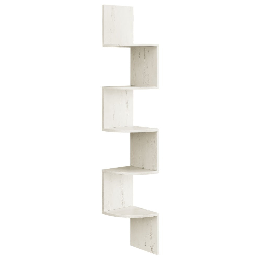 Corner Floating Shelf 5-Tier Wall Mount, Space Saving Storage Rack for Bedroom Living Room, Radial Display Organizer