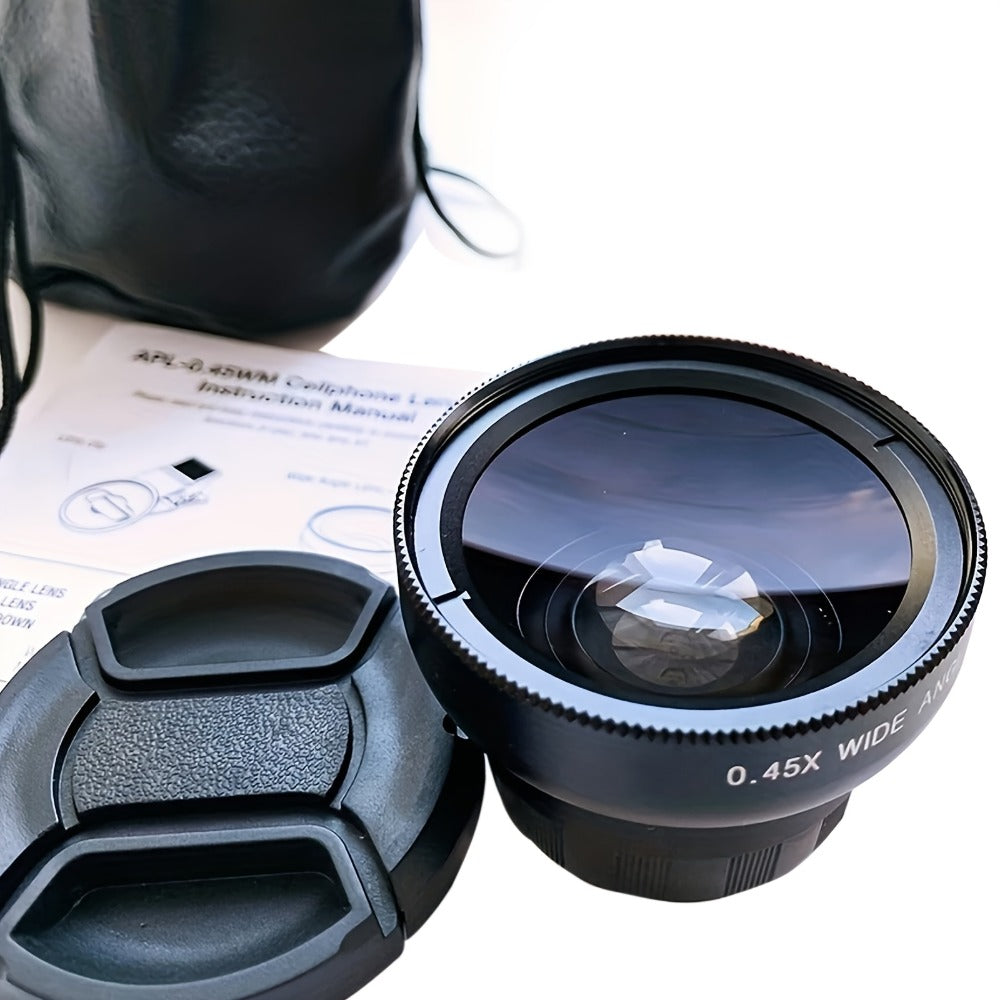 Clip-On Phone Lens Kit 2-in-1 – 0.45x HD Wide Angle & 12.5x Super Macro Lens for iPhone & Android, Universal Smartphone Camera Upgrade