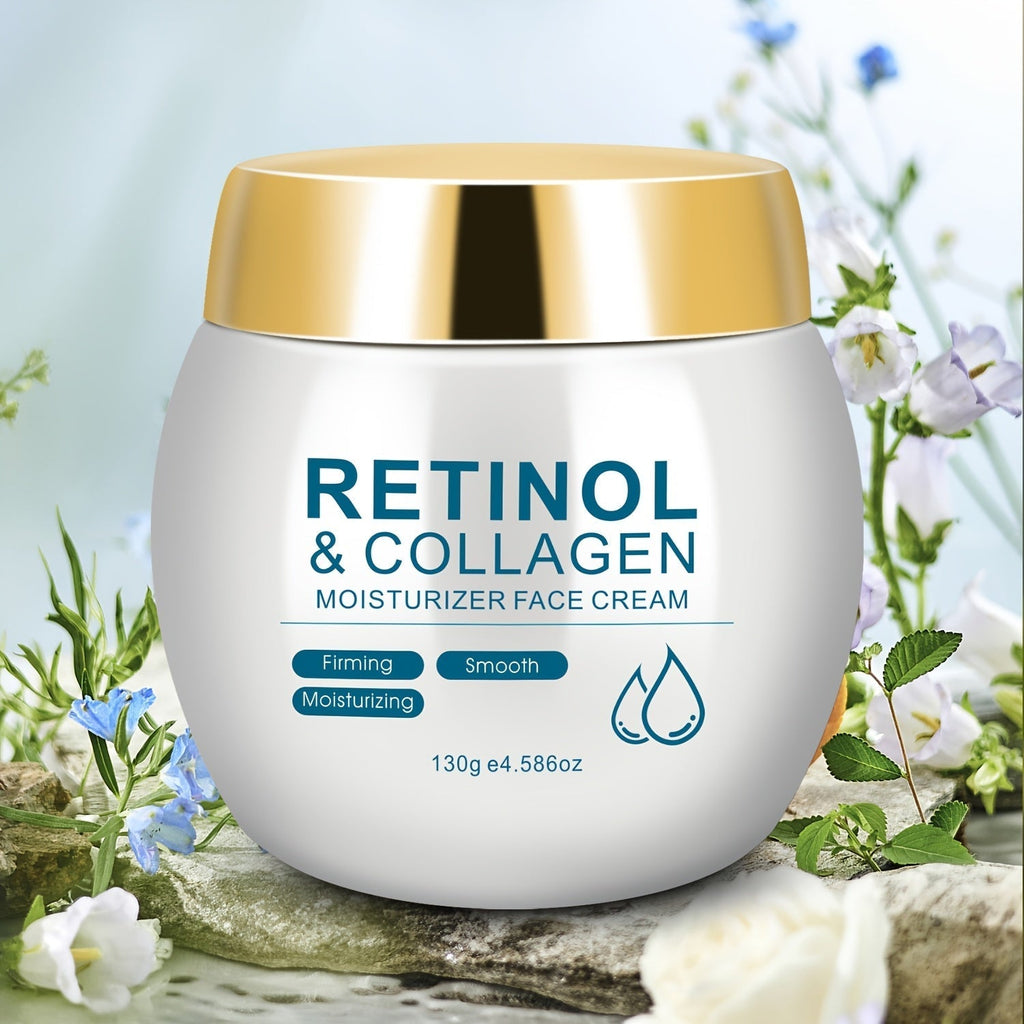 Face Cream Retinol Collagen 130g Jar or Face-and-Neck Cream Duo with Hyaluronic Acid and Vitamin E