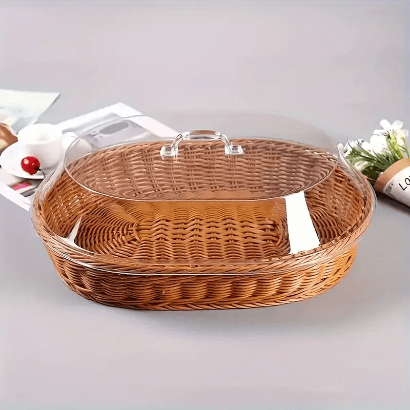 Woven Bread Basket in Square or Round Shape for Serving Bread, Fruit, Desserts and Snacks at Home or on the Dining Table